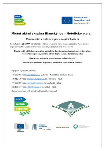Energetické poradenství - MAS Blanský les - Netolicko o.p.s.