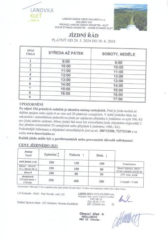Jízdní řád platný od 29.05.2024 do 30.06.2024