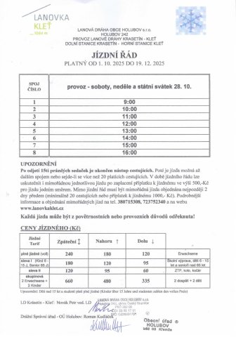 Jízdní řád platný od 01.10.2025 do 19.12.2025