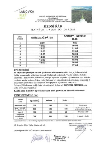 Jízdní řád platný od 01.09.2026 do 30.09.2026