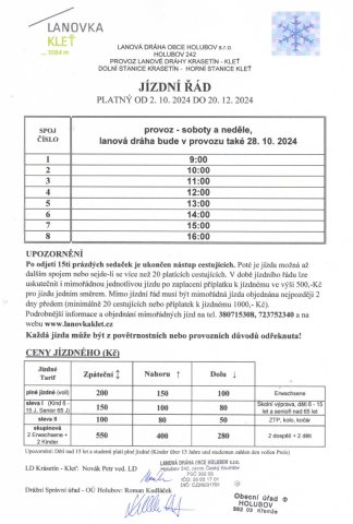 Jízdní řád platný od 02.10.2024 do 20.12.2024
