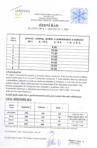 Jízdní řád platný od 06.01.2026 do 25.05.2026