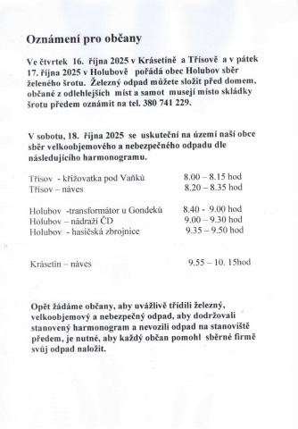 Sběr železa, nebezpečného a velkoobjemového odpadu