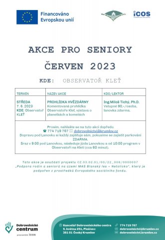 Program akcí pro seniory na červen